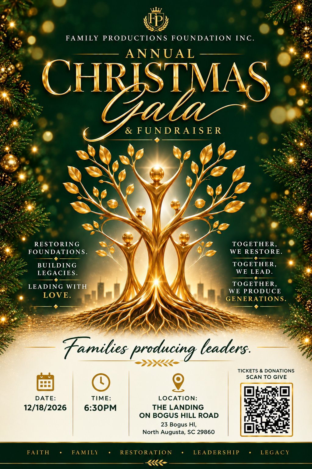 Family Productions Foundation Inc. Annual Christmas Gala & Fundraiser flyer