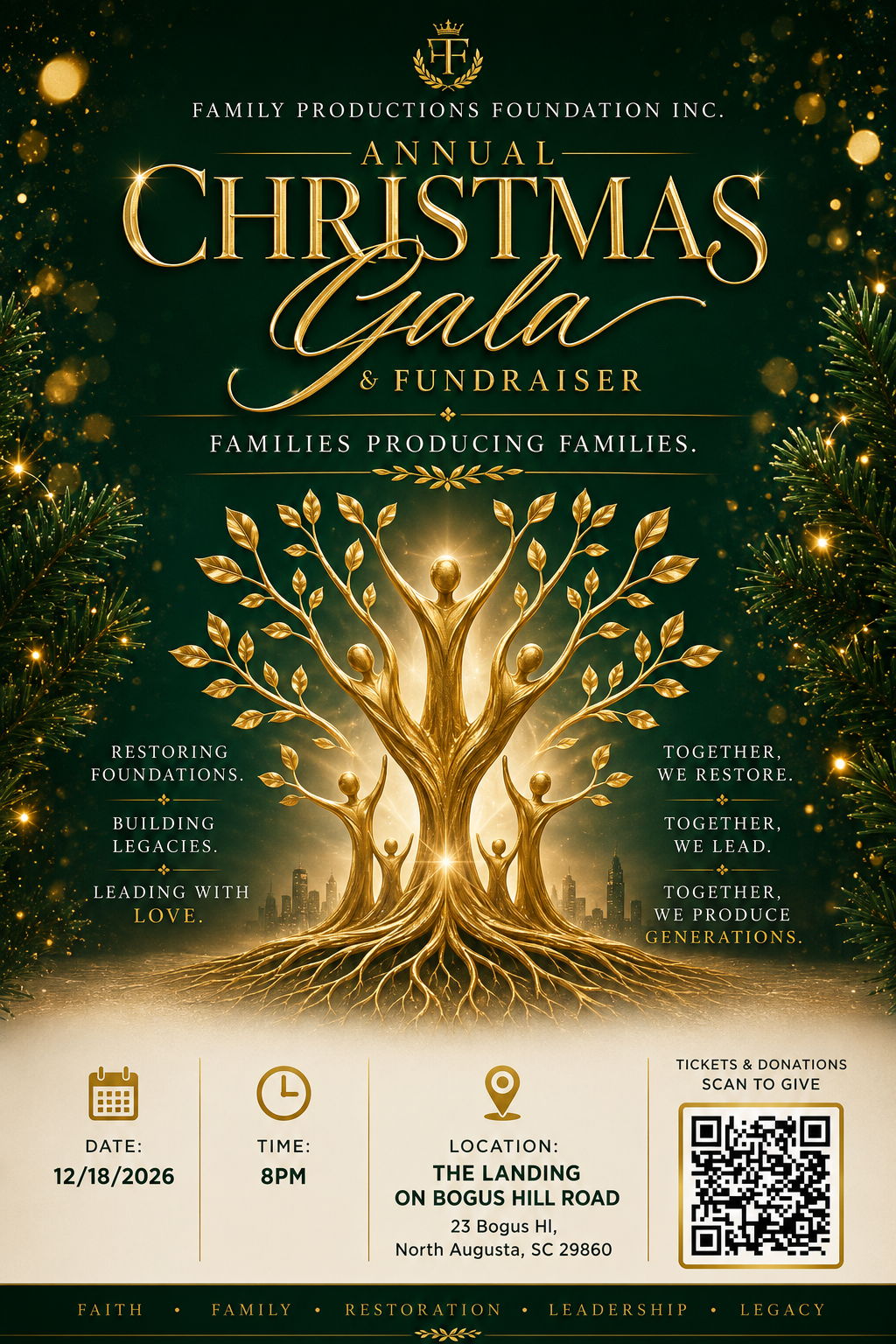 Family Productions Foundation Inc. Annual Christmas Gala & Fundraiser flyer